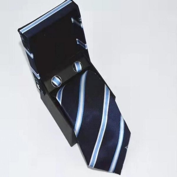 Cravatte da uomo Fazzoletto da taschino Confezione regalo Set Marchio Uomo Moda lettera Cravatte a righe Cravatte sottili Cravatta verde casual da lavoro classica For266E