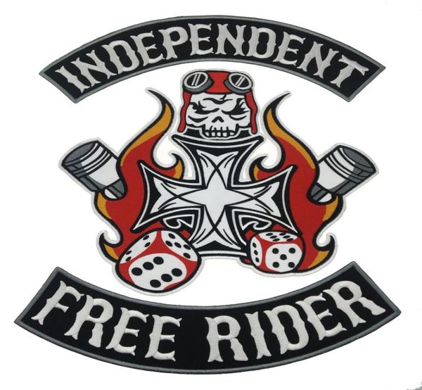 INDEPENDENT RIDER MC Toppa ricamata termoadesiva per motociclista Toppa grande su tutta la schiena per distintivo del gilet della giacca1778822