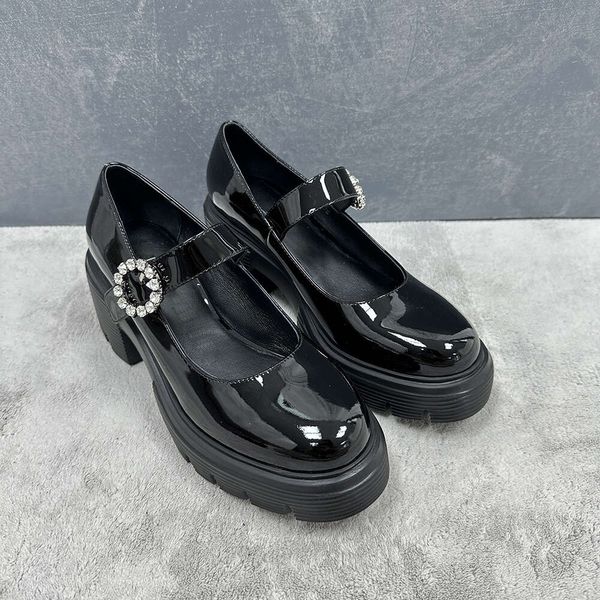 Chunyuan 2024 Frühjahr/Sommer Neue SW Dicke Sohle Mary Jane frauen High Heel Schnalle Echte Einzelne Kleine Leder schuhe