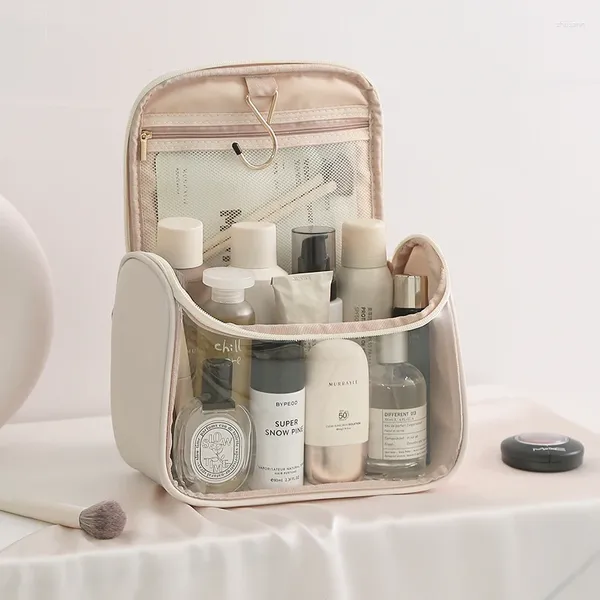 Borse per cosmetici Organizzatore Borsa grande Aggancio impermeabile Articoli da toeletta da viaggio Cosmetici trasparenti