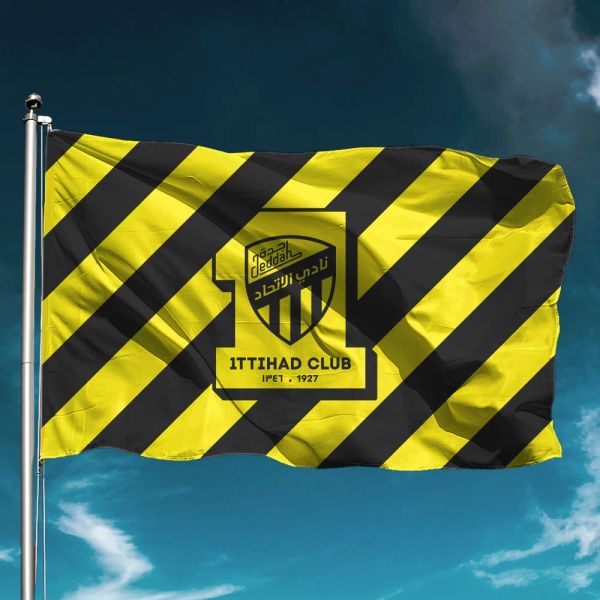 Zubehör Ittihad Flagge Wasserdicht Saudi-Arabien Fußballverein Fußballmannschaft Banner Outdoor Dekor Gartendekoration Halten Hintergrund