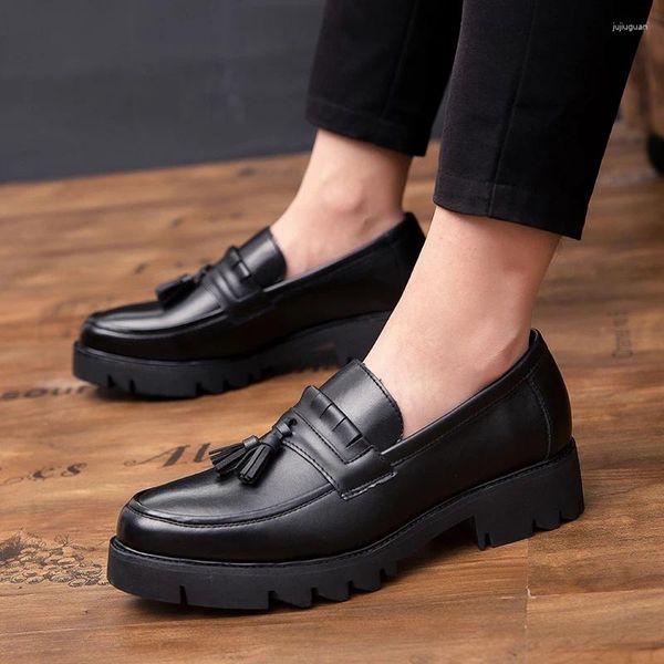 Freizeitschuhe Herren Luxus Mode Hochzeit Party Tragen Weiches Leder Slip On Quasten Schuh Schwarze Plattform Loafer Sommer Atmungsaktive Turnschuhe