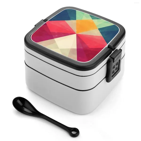 Stoviglie Meet Me Halfway Bento Boxes Fibra di grano Materiale Pp A prova di perdite Con stoviglie Color Block Geometria astratta Cielo colorato Stelle