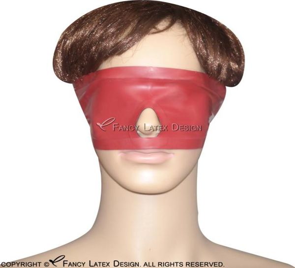 Accessori per costumi bicolore nero e rosso Maschera per gli occhi in lattice di gomma sexy con bottone Plus Size 00252053121