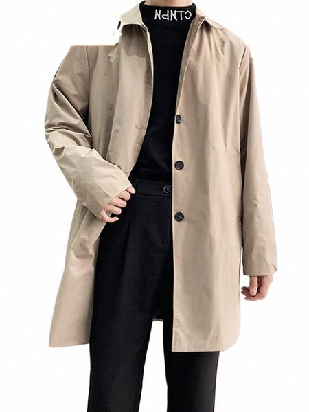 Übergroßer Retro Black Men Trench Coats Homme Casual Mantel Eleganter Mantel Männlicher Tunika -Buttom Windbreaker -Kleidung Jacke für Männer J3rl#