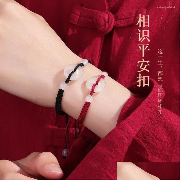 Braccialetti con ciondoli Giada Pace Bracciale con fibbia Amanti Design di nicchia Senso Stringa a mano per uomo e donna L'anno della corda rossa intrecciata Goccia Deli Ot6Ya