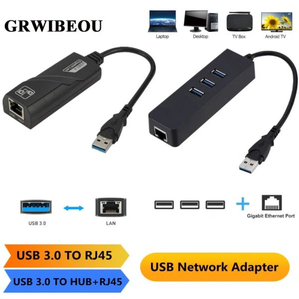 Schede GRWIBEOU USB 3.0 A USB Rj45 Lan Ethernet Adattatore Scheda di rete a RJ45 Lan Ethernet Adattatore per Windows 10 Macbook Xiaomi Mi PC