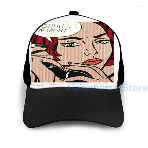 Top Caps Moda Art Kız Telefonda Roy Lichtenstein Basketbol Kapağı Erkekler Kadın Grafik Baskı Siyah UNISEX Yetişkin Şapka