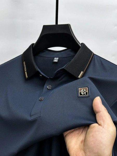 Polo da uomo di fascia alta moda di marca stampato camicia a maniche corte POLO 2024 tendenza estiva bavero con orlo a fessura T-shirt casual traspirante Top