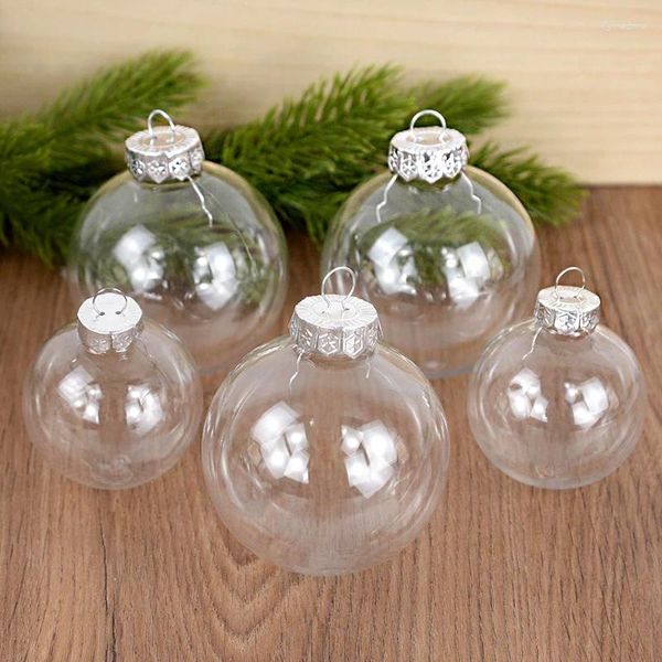 Decoração de festa 6pcs 6/8cm grandes bolas de natal árvores pendurados pendentes de plástico decorações de esferas transparentes para o ano em casa 2024