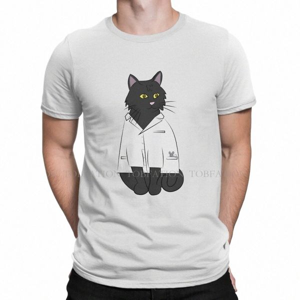 LG Haired Black Lab Cat Повседневная футболка Наука Стиль Досуг Футболка Мужская футболка 10Lw #