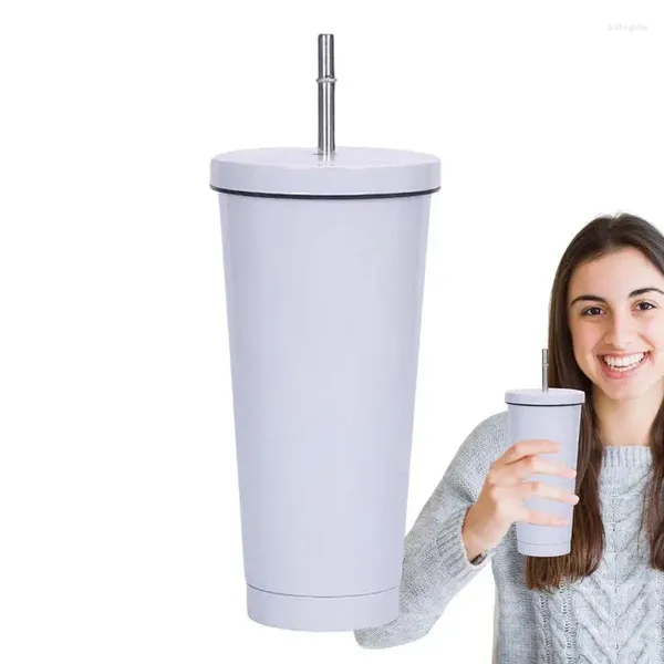 Tazze Tazza da viaggio per caffè isolata da 30 once con coperchio e tazza termica a doppia parete in acciaio inossidabile con cannuccia