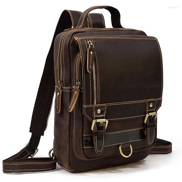 Zaino dal design grande in vera pelle, borsa per laptop in vera pelle di vacchetta, scuola in stile retrò vintage