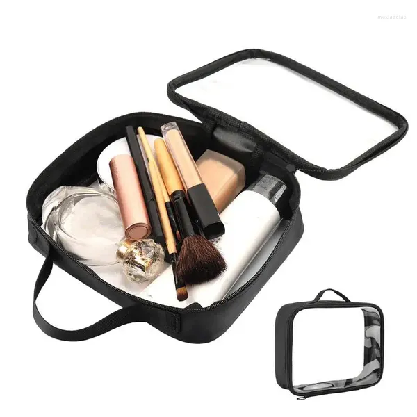 Aufbewahrungstaschen Transparente Kosmetiktasche PVC Frauen Reißverschluss Klar Make-up Beauty Case Reise Make-up Organizer für Bad Toilettenartikel Waschen