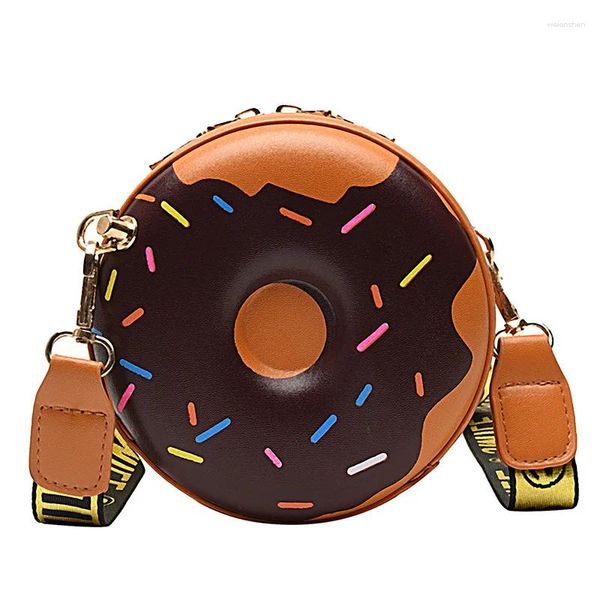 Tasche 2024 Sommer Damentaschen Kontrastierende Cartoon Mädchen Band Schulter Donut Form Kleine Runde Umhängetasche für Frauen