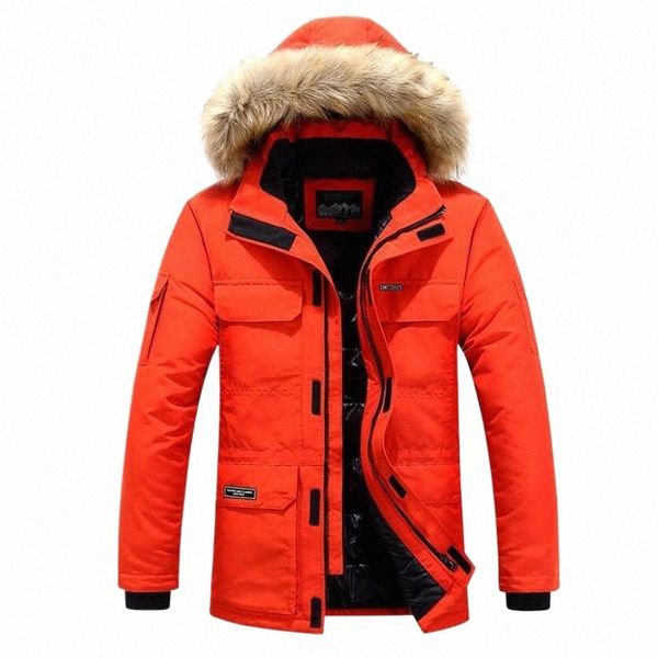 nuovi uomini Parka cappotto giacca a vento grandi tasche all'ingrosso inverno Parka uomo addensare cappotto di pelliccia giacca con cappuccio soprabito tenere in caldo maschio Q8bB #