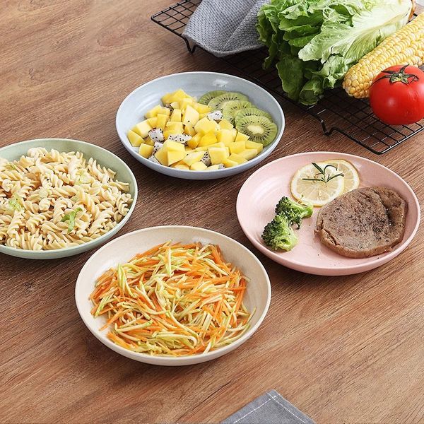 2024 9 Zoll 4er-Pack leichte Teller aus Weizenstroh – Geschirr- und Teller-Sets für Kinder, Kinder, Kleinkinder, Geschirr-Set