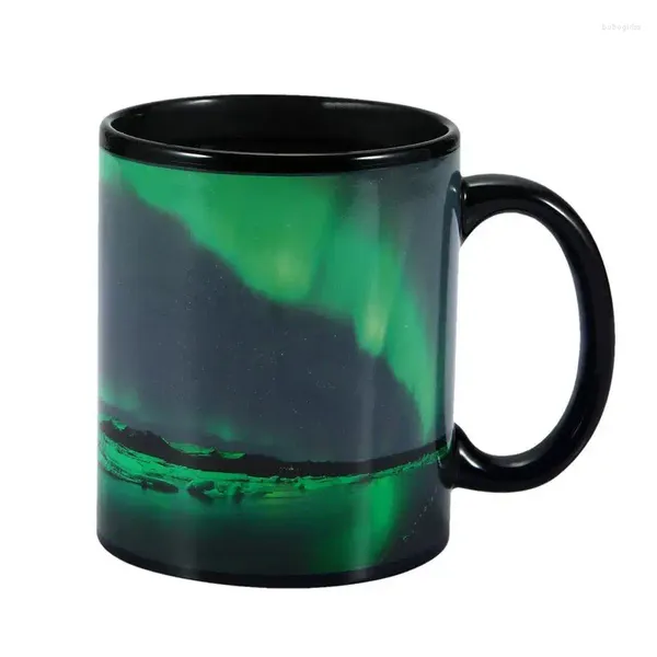 Tazze che cambiano con il calore rivelano la tazza, il colore della tazza da caffè in ceramica, design Northern Lights, tè freddo, cambiamento magico