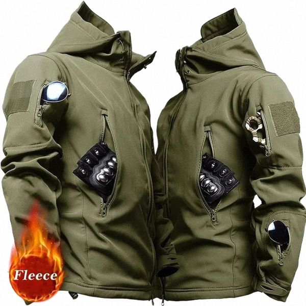 Jaquetas militares ao ar livre Homens Pele de tubarão Soft Shell Tactical Waterproof Windbreaker Army Combat Jacket Mens Hooded Bomber Coats p3md #