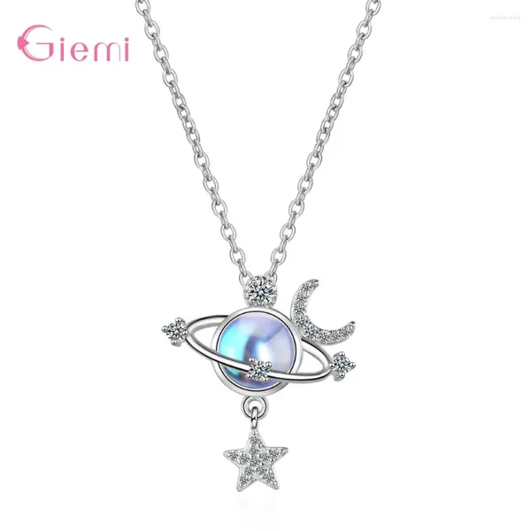 Catene Accessorio per gioielli di moda in argento 925 Collane con pendente a forma di stella di luna per mamma/moglie/fidanzata/figlia