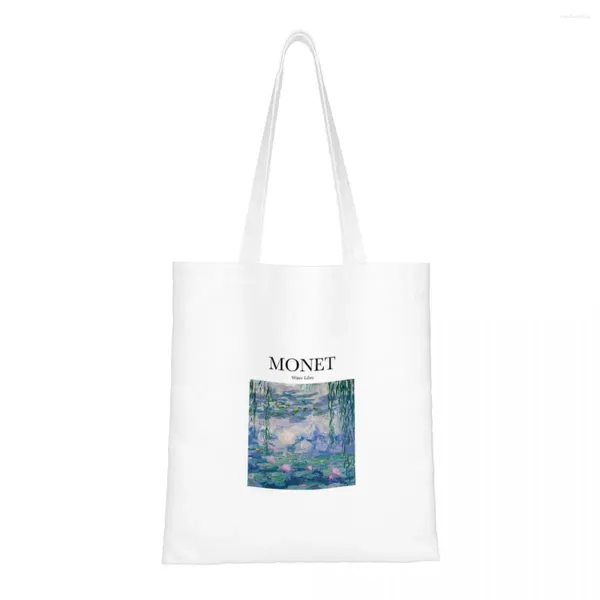 Сумки для покупок Monet - Сумка с водяными лилиями Canva Складная многоразовая женская сумка через плечо Модная дорожная сумка