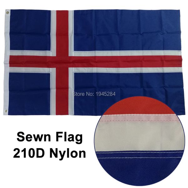 Accessori Ricamati Cuciti Bandiera Islanda Bandiera Nazionale Islandese Banner Paese Mondo Tessuto Oxford Nylon 3x5ft, spedizione gratuita
