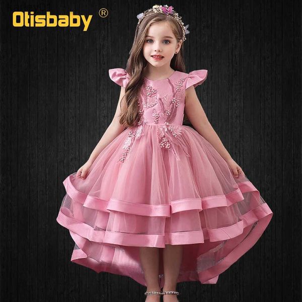 Mädchenkleider Neujahr Kinderkleider für Mädchen Schleppe Kommunionkleid Abschlussball Kinder Blumen Elegant Hochzeit Abend Zeremonie Monsunkleider yq240327