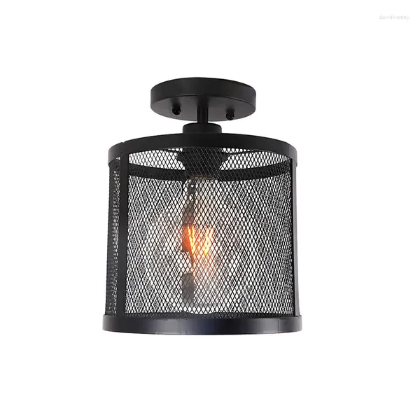 Luzes de teto vintage montagem embutida luz metal gaiola pingente luminária para corredor escada cozinha garagem e26/e27