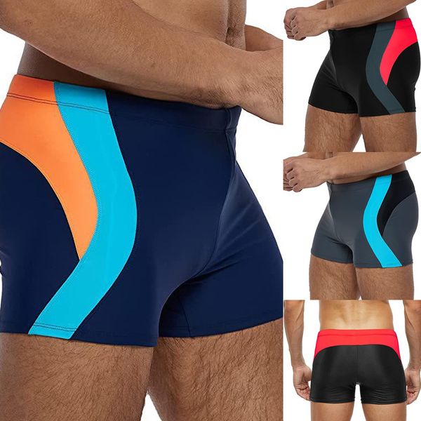 Pantaloncini sportivi da uomo ad asciugatura rapida con costume da bagno da uomo patchwork a righe alla moda in Europa e America