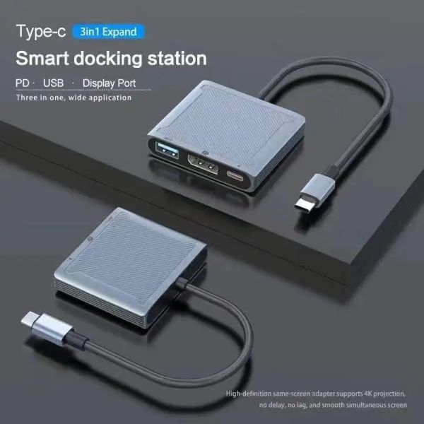 Hubs USB3.1 Type C para porta de exibição 3 em 1 docking station 8K HD 60Hz 5Gbps USB 3.0 PD 100W para Mackbook Huawei Xiaomi Samsung