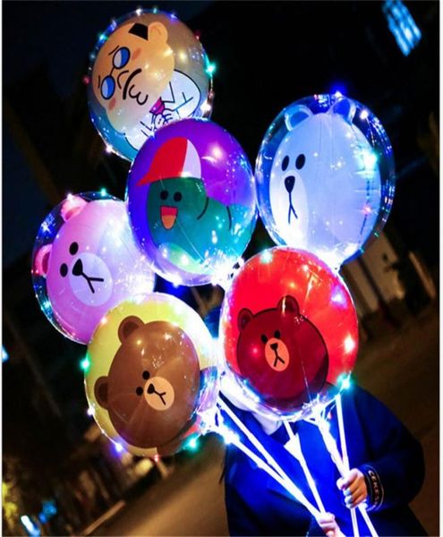 Led dos desenhos animados bobo bola balão luminoso acender balões transparentes brinquedos piscando balão festa de natal casamento bar clube decora4305099