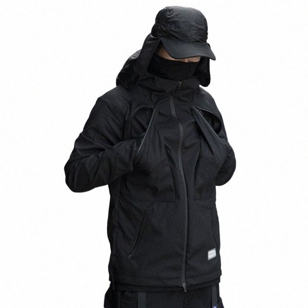 HKSH uomo Tide Dark Punk Functial Assault Suit Ninja Giacca con cappuccio multi tasche impermeabile tattico Techwear Cappotto Nuovo HK0170 l82I #