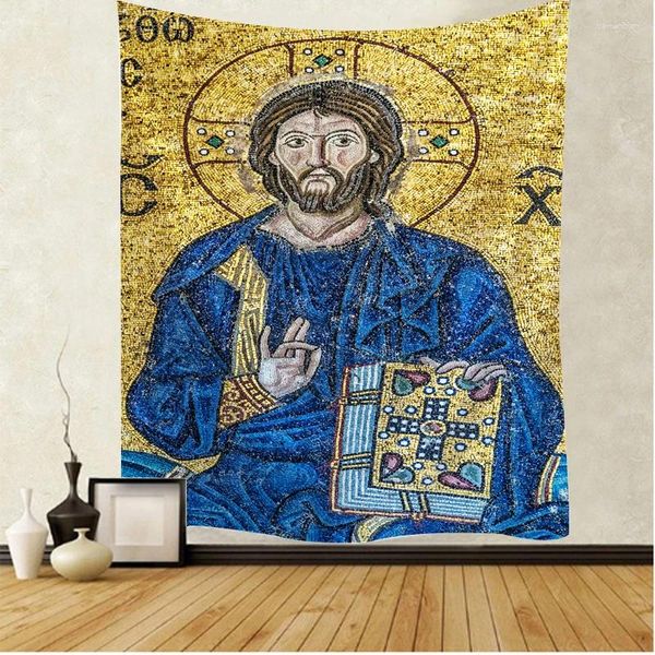 Wandteppiche, Christus Jesus, Wandteppich, Wandbehang, künstlerischer christlicher Glaube, für Schlafsaal, Kunst, Zuhause, Schlafzimmer, Wohnzimmer, Dekorationen, Braun