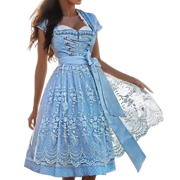 Lässige Kleider Deutschland Oktoberfest Damen Vintage Kleid Kurzarm Bier Bühne Performance Robe Damen Trendy Plus Size