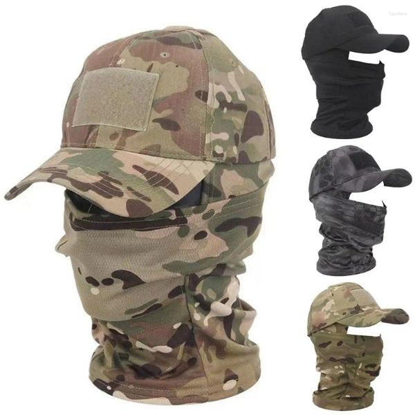 Bola bonés à prova de vento camuflagem balaclava máscara ao ar livre respirável rosto cheio snapback chapéus de sol protetor solar secagem rápida verão beisebol