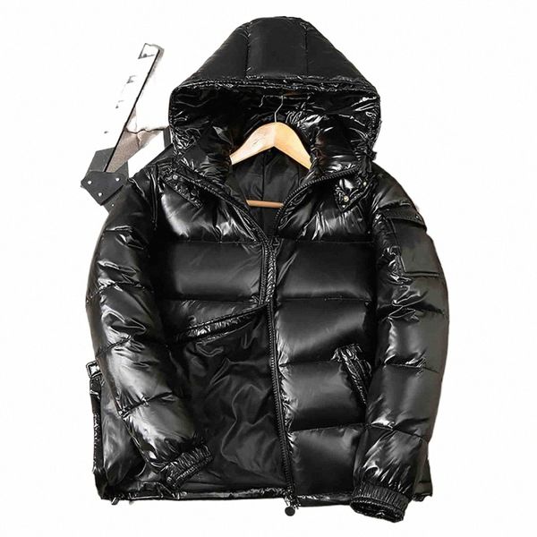 giacca invernale imbottita lucida maschile trapuntata Buffer Bubble Cappotto spesso metallizzato lucido ultraleggero colletto rialzato Parka giacca Outwear 50uG #