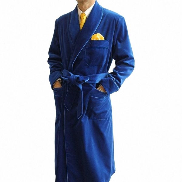 Rauchen Blazer Blau Männer Anzüge Veet Zweireiher Schal Revers Tägliche Outwear Casual LG Jacke Ein Stück Elegante Männliche Terno b9ka #