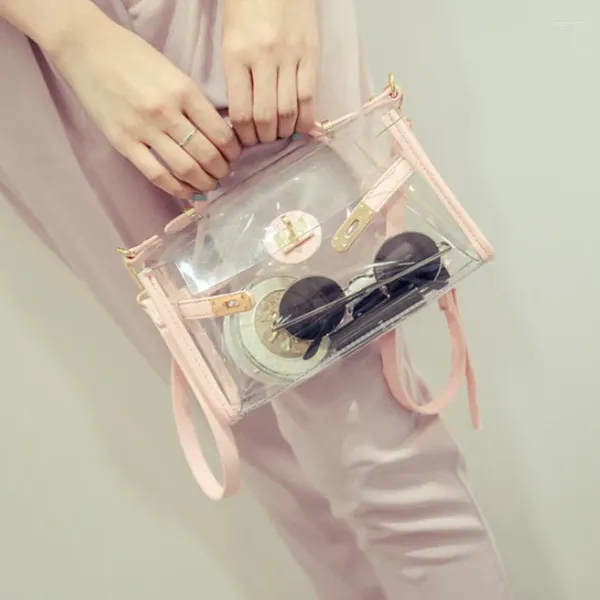 Umhängetaschen Frauen Transparente Handtasche Hohe Qualität Leder Messenger Klar Pudding Strand Tasche 2024 Bolsa