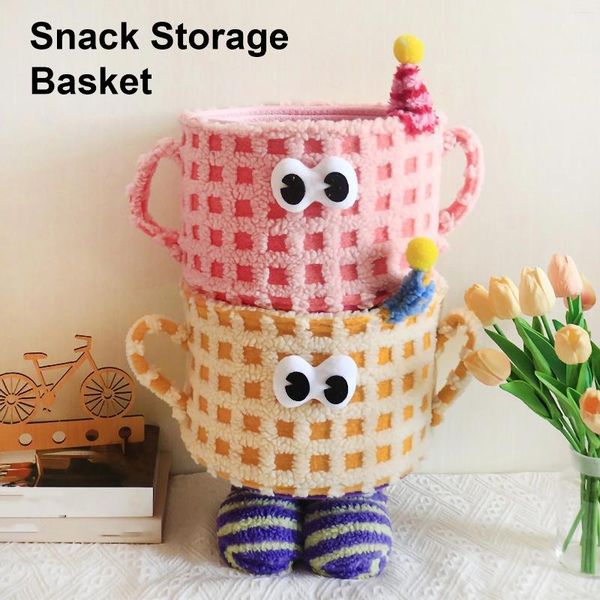 Aufbewahrungsbeutel Cartoon Monster Desktop Snackkorb Lamm Fleece Baumwollseil Spielzeug Organisieren Geschenk Home Ornamente Dekoration