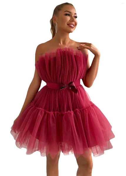 Повседневные платья JAMERARY, модное летнее фатиновое платье для выпускного вечера для женщин, элегантное бальное платье без рукавов, сексуальное бальное платье с разрезом на шее, мини-короткое платье, Vestidos