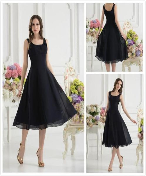 30 di sconto Abiti da damigella d'onore corti semplici Sweetheart Lunghezza tè nero Abiti da ballo in chiffon Abito da damigella d'onore3307673