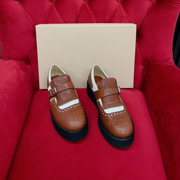 2024 neue Stil Damen Lederschuhe spitze dicke Vintage Loafer Schuhe lässig schwarz braun echtes Leder Einzelschuhe Spiegelqualität Größen 35-41