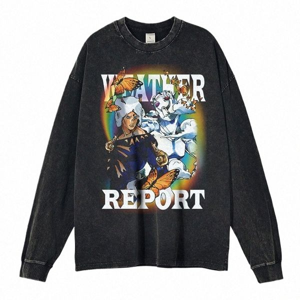 anime JoJo Ste Ocean Sweater Vintage Wed Weather Report Camisetas de manga LG JoJos Bizarre Adventure Enrico Pucci Tops Tees k9ZB #