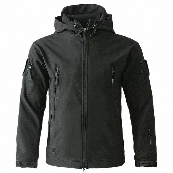 alta qualità militare pelle di squalo soft shell giacca tattica antivento impermeabile giacche da combattimento militare mens bomber con cappuccio cappotti E7cD #