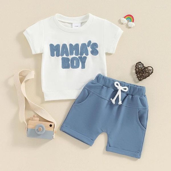 Set di abbigliamento Bambino Neonato Abiti estivi Mamas Lettera Ricamo T-shirt a maniche corte Top Pantaloncini Set di 2 pezzi