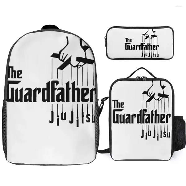 Zaino Jiu Jitsu The Guardfather Essenziale per un campo sicuro e accogliente Confezione 3 in 1 Set Borsa da pranzo da 17 pollici con penna da viaggio