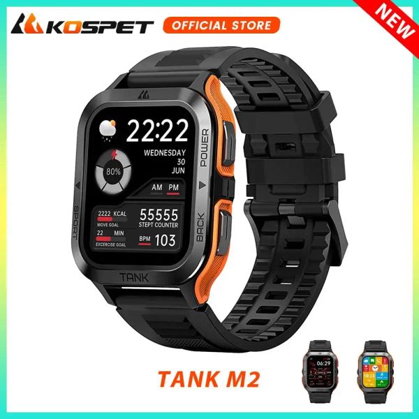 Relógios kospet tank m2 militar smartwatch masculino esporte ultra inteligente relógio feminino ai voz 380mah ip69k à prova dip69 água relógios de fitness digital