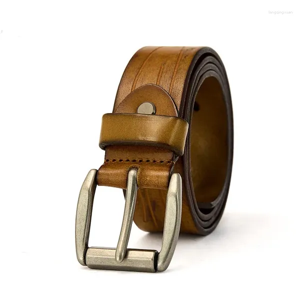 Ремни Кожаный ремень для мужчин Натуральная пряжка Дизайнерский высококачественный мужской пояс Ширина: 38 мм