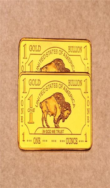 Outras artes e ofícios 1oz 24K banhado a ouro dos Estados Unidos Buffalo Gold Bar Bullion Coin Collection3279691