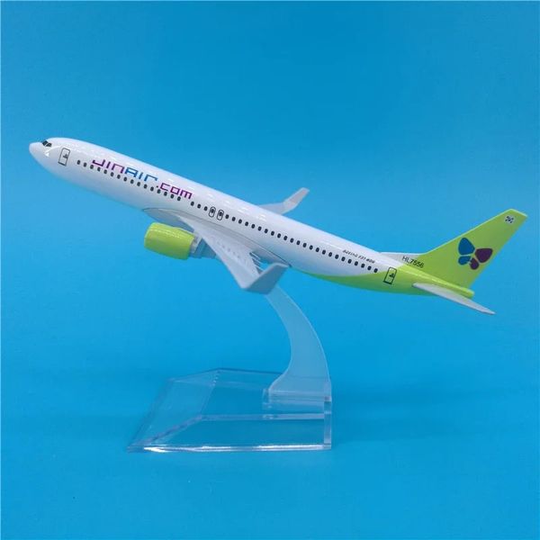 1400 escala 16cm B737 Jin Air Airlines avião modelo de aviação brinquedos aeronaves diecast plástico liga avião presentes para crianças 240319